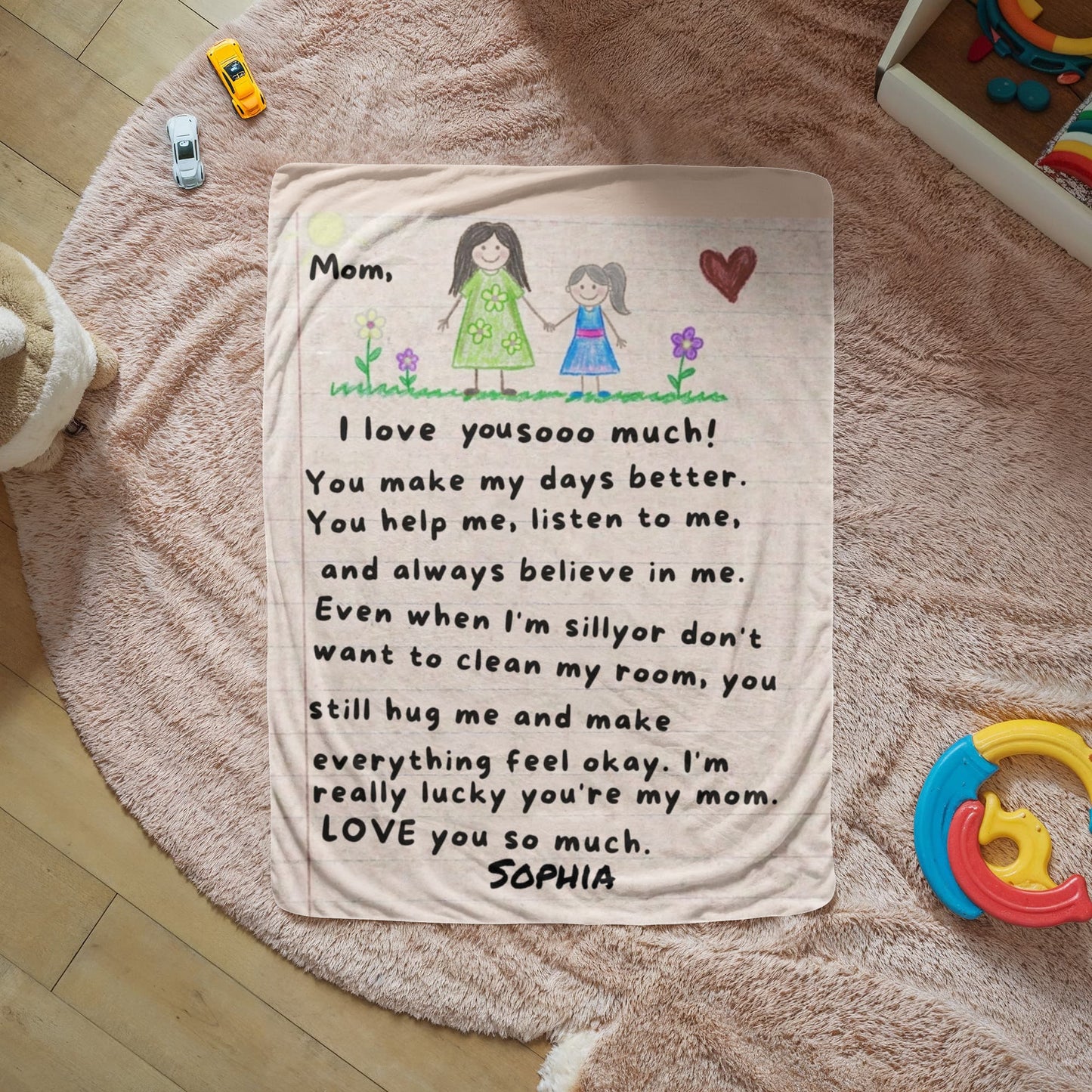 Personalized Mom Blanket from Daughter | Handwritten Letter Blanket | Custom Name Gift for Mom | Emotional Gift for Mother