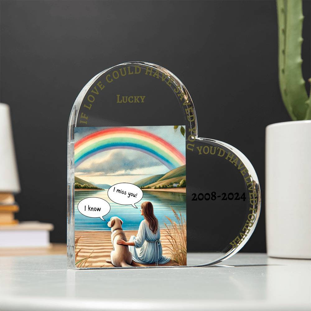 A Dog Memorial, Heart Shaped Acrylic Plaque