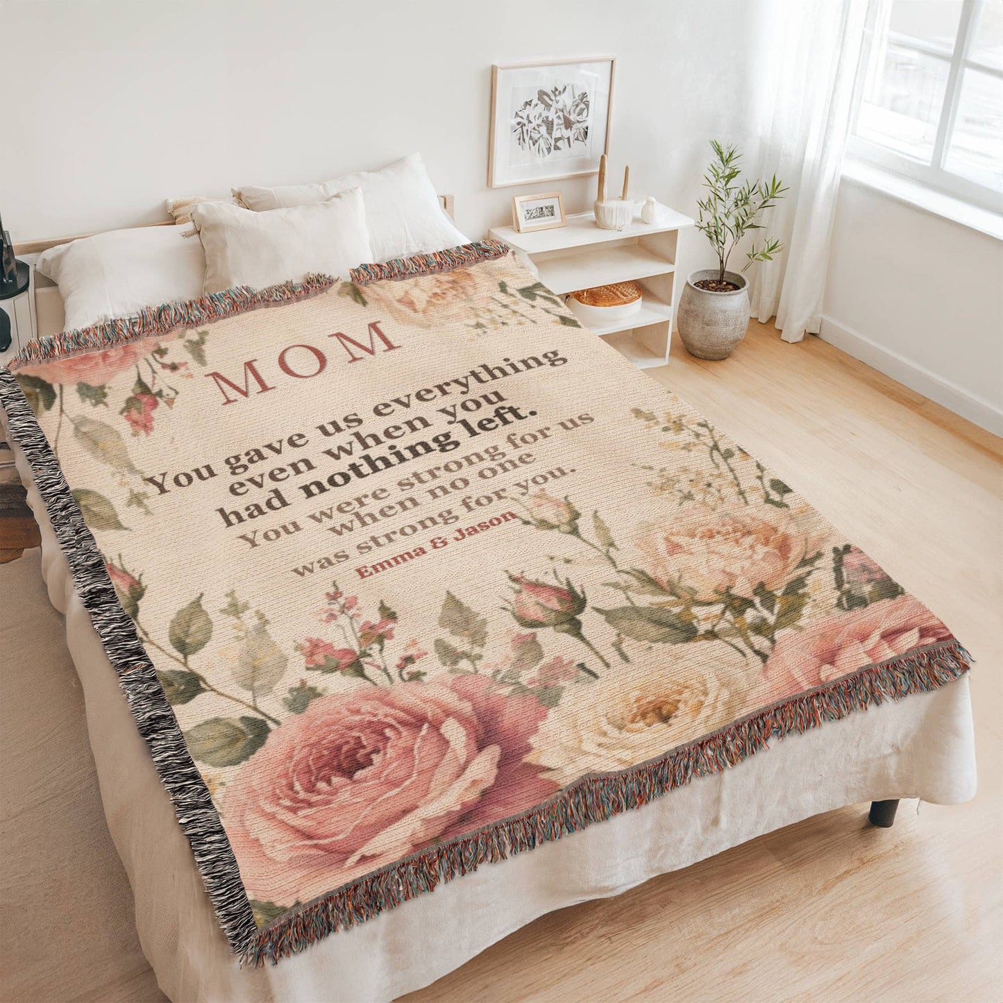 Mom Blanket – “You Gave Us Everything” Woven Throw | Emotional Gift for Mother | Daughter to Mom Gift