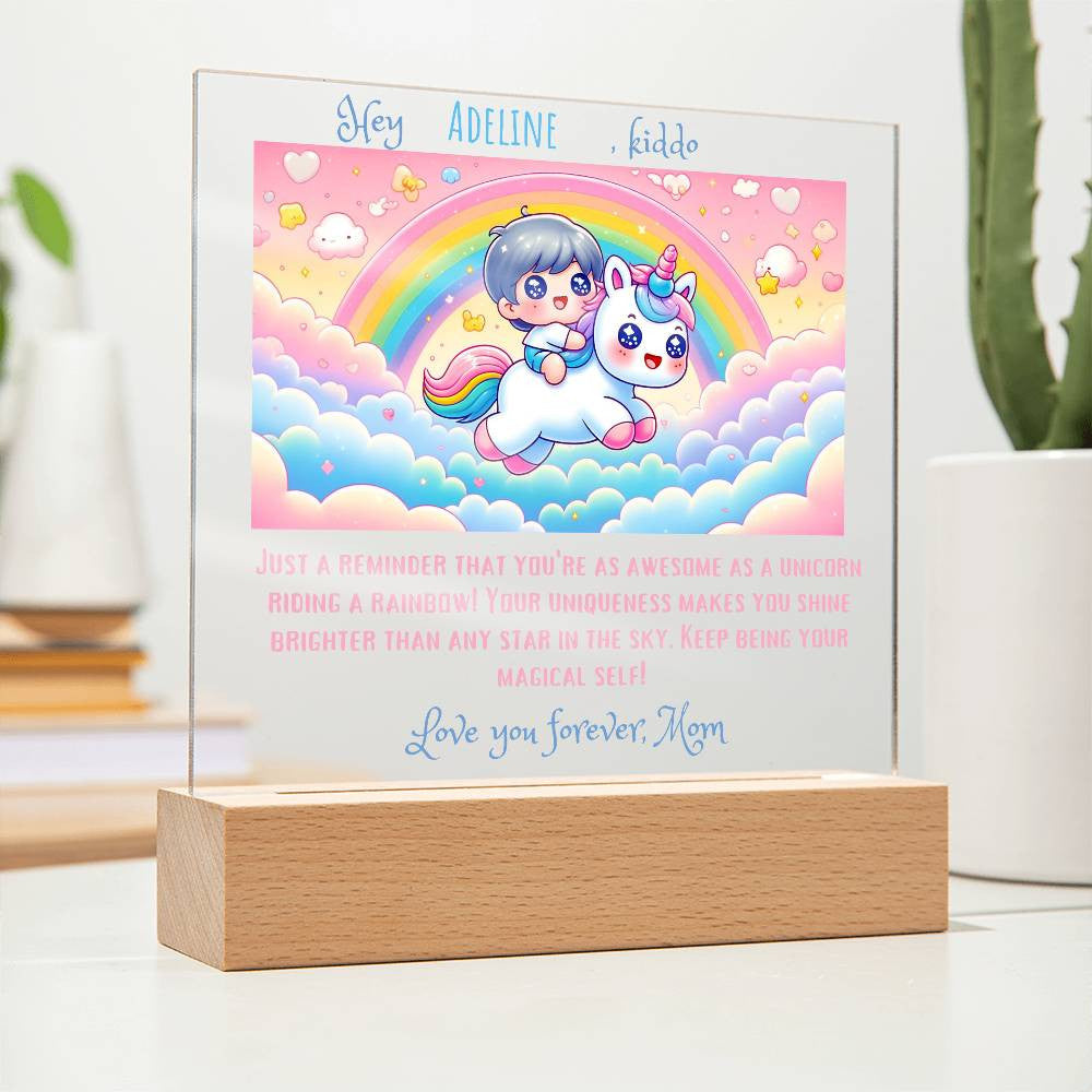Personalized Acrylic Plaque Rainbow unicorn Gift for Daughter