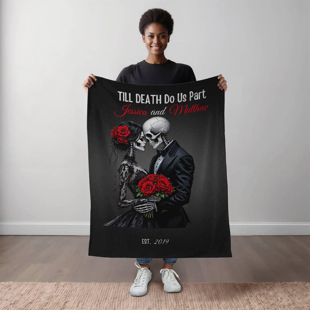 A Skeleton Personalized Love Sherpa or Fleece Blanket