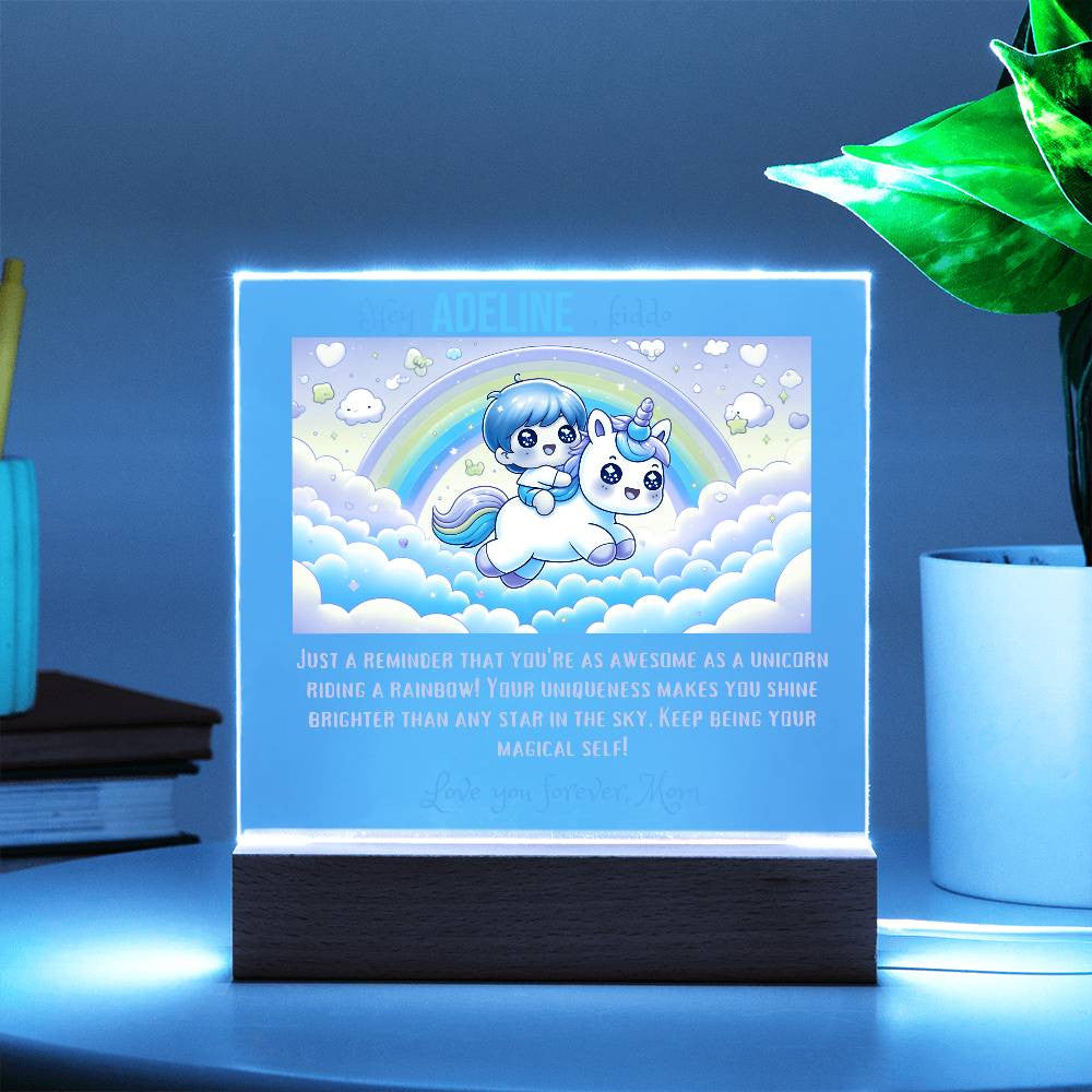 Personalized Acrylic Plaque Rainbow unicorn Gift for Daughter
