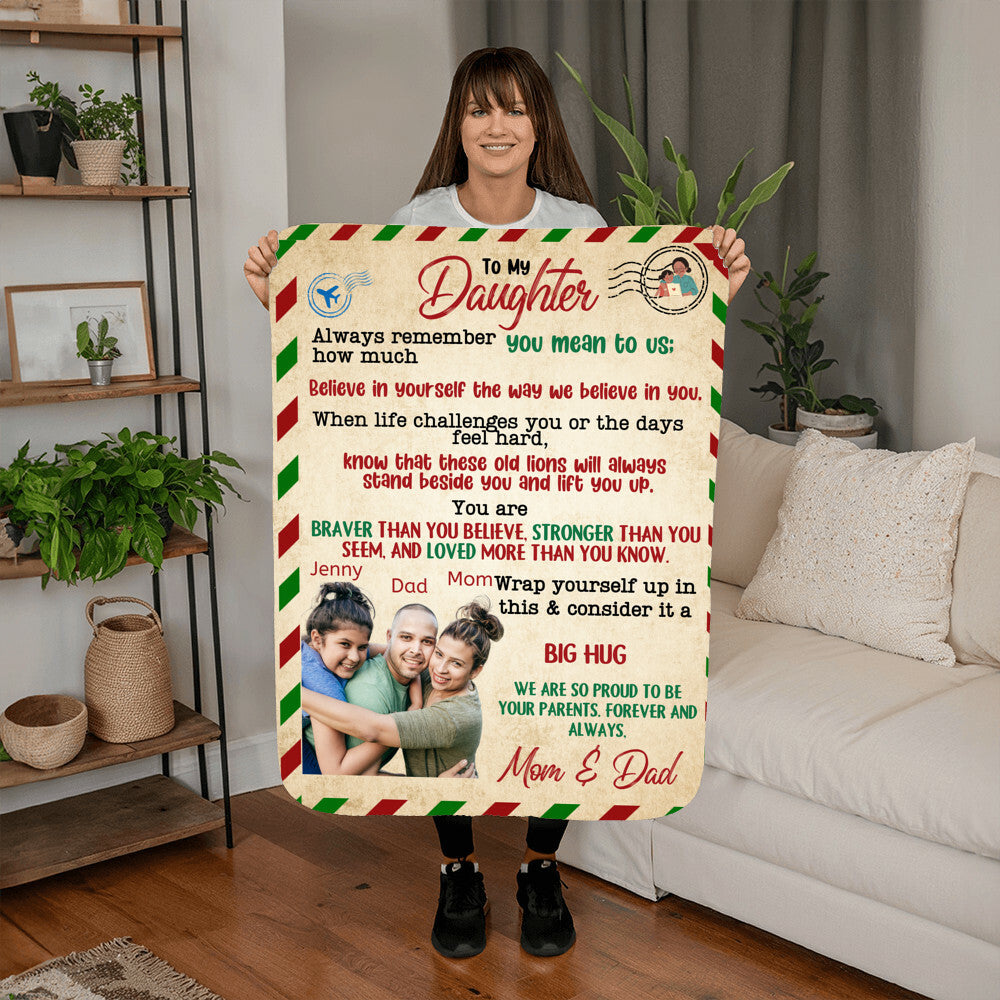 A Letter to Daughter from Parents photo name heirloom, sherpa or fleece vintage photo blanket