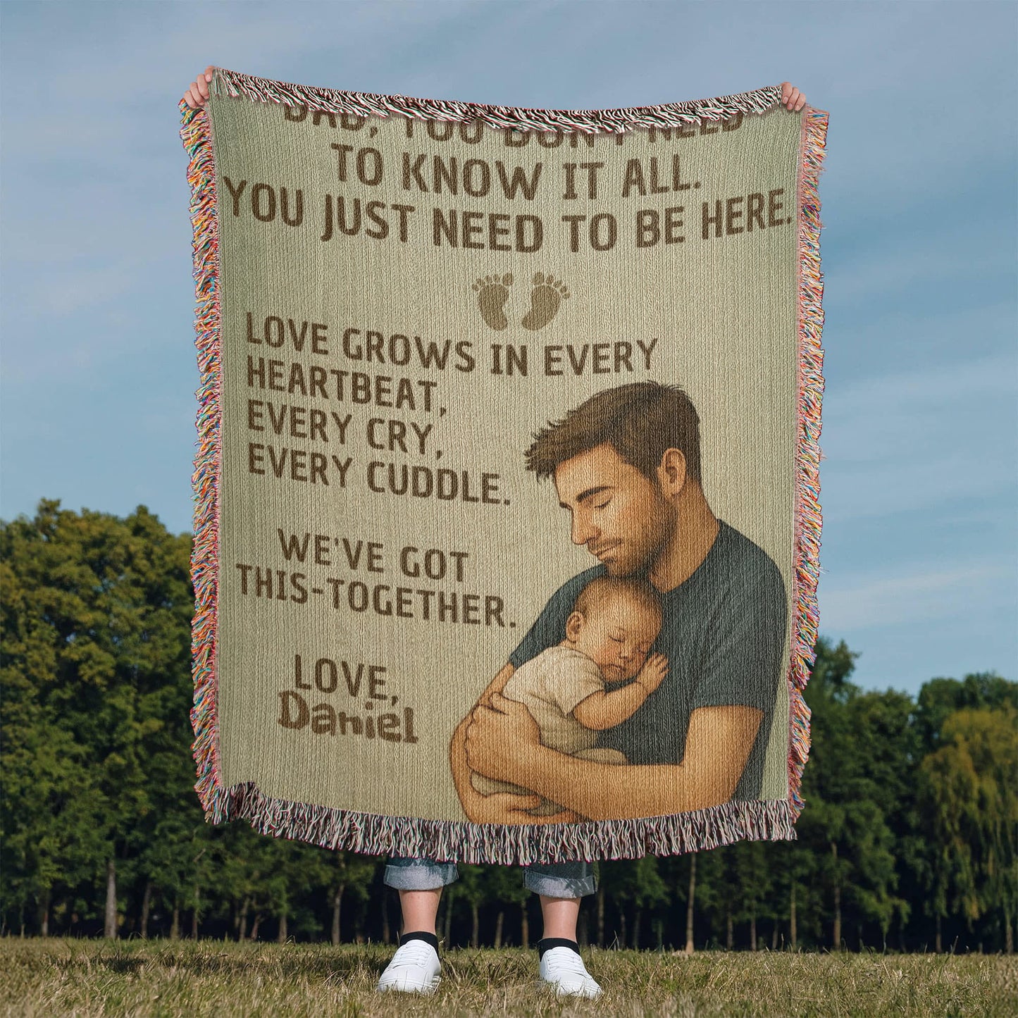 New Dad Custom Sherpa Fleece or Woven Blanket