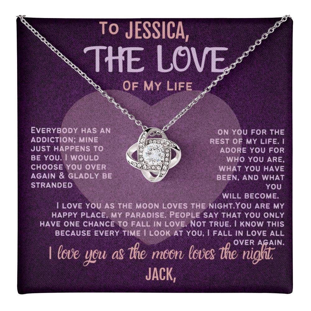 A Love Message From Your Partner: husband, boyfriend, sweetheart with Love Knot Necklace (Yellow & White Gold Variants)
