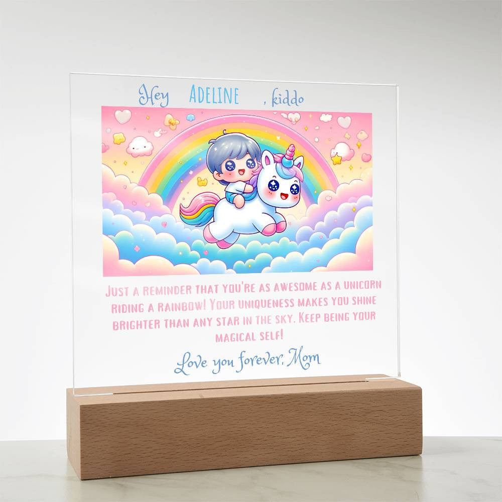 Personalized Acrylic Plaque Rainbow unicorn Gift for Daughter