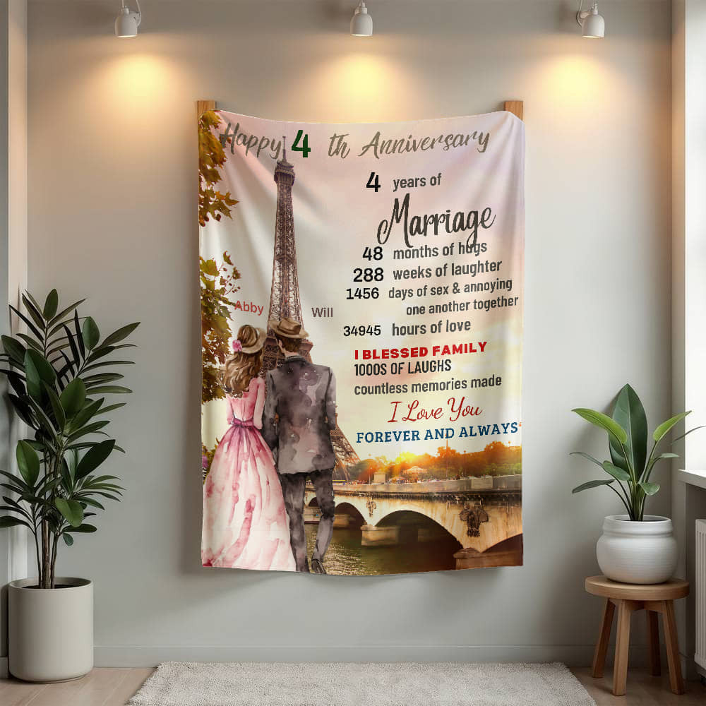 An Anniversary in Paris Sherpa or Fleece Blanket