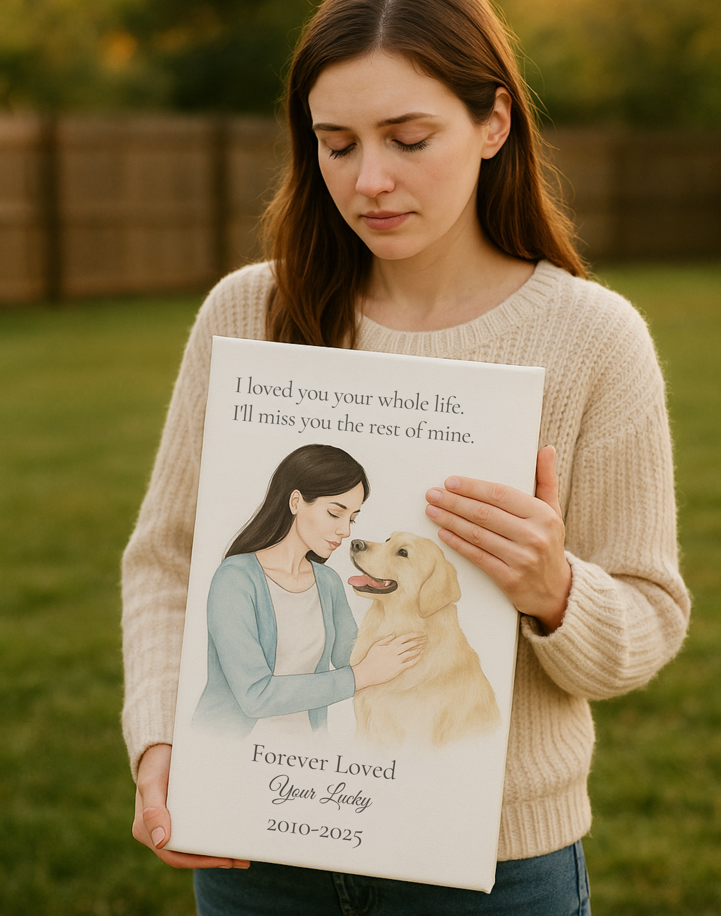 Forever in Her Heart: Personalized Dog Memorial Canvas for Mom