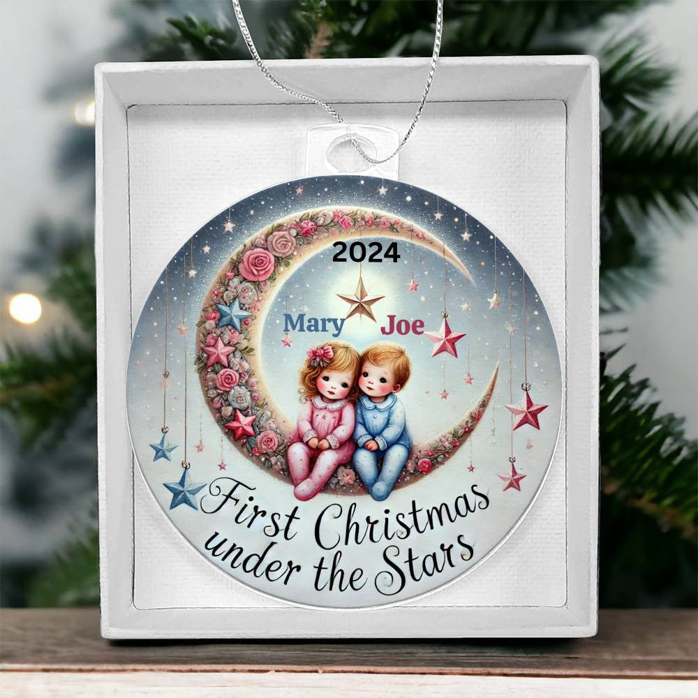 Personalized Ornament For Twin Girl Boy First Christmas Newborn Babies Custom Names Year Holiday Keepsake SonDaughter Celebration Tree Décor