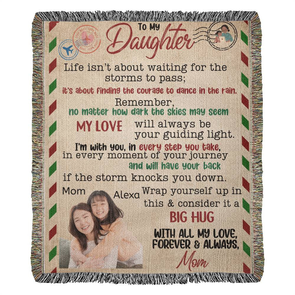 2. Custom Photo Daughter Heirloom Woven, Sherpa or Fleece Blanket Letter from Mom Storm 2
