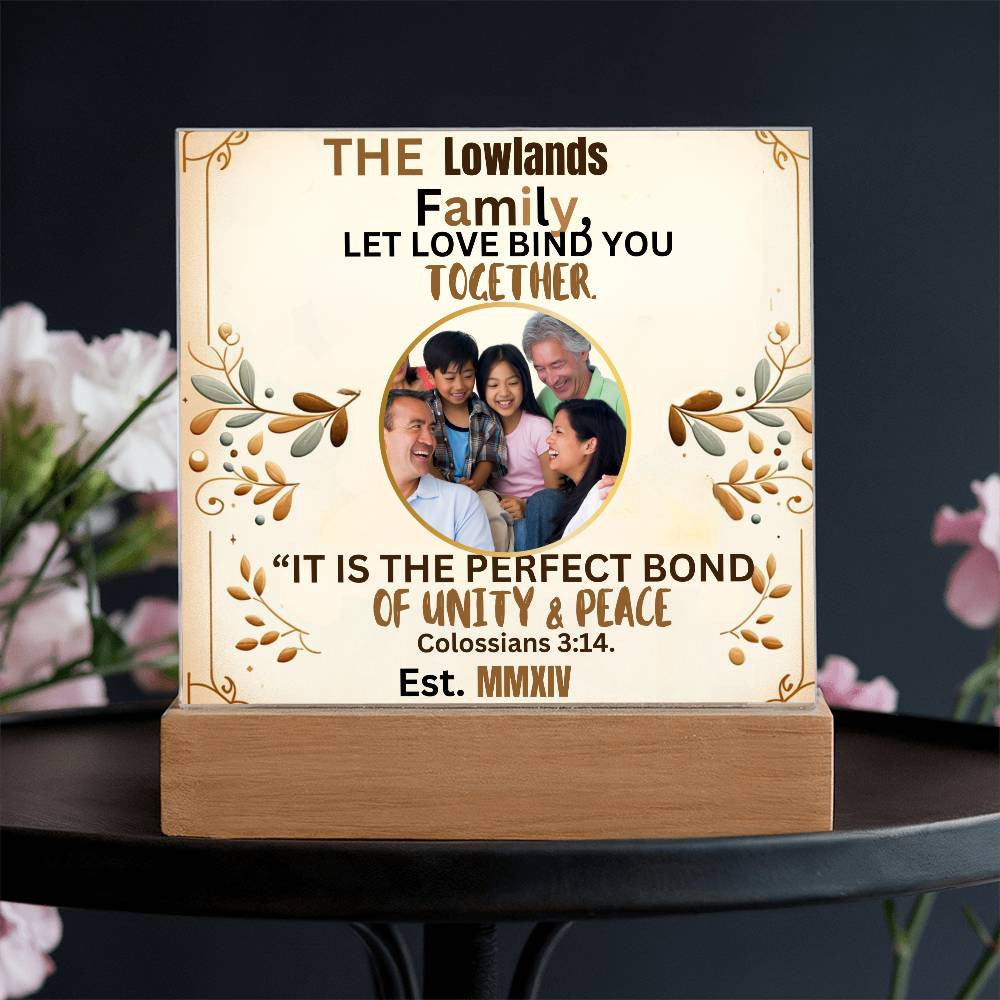 Personalized Catholic Family Gift With Inspirational Biblical Quote Home Acrylic Plaquet with Inspirational Religious Lighted Table Home Art