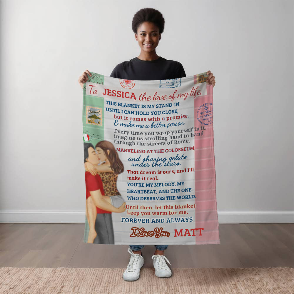 A Love Letter from Italy to my Wife, Girlfriend or Partner, a Sherpa, Fleece or Woven Blanket