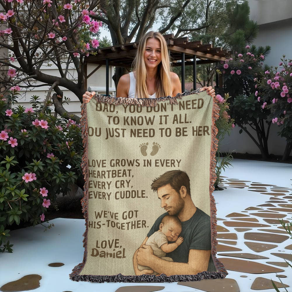 New Dad Custom Sherpa Fleece or Woven Blanket