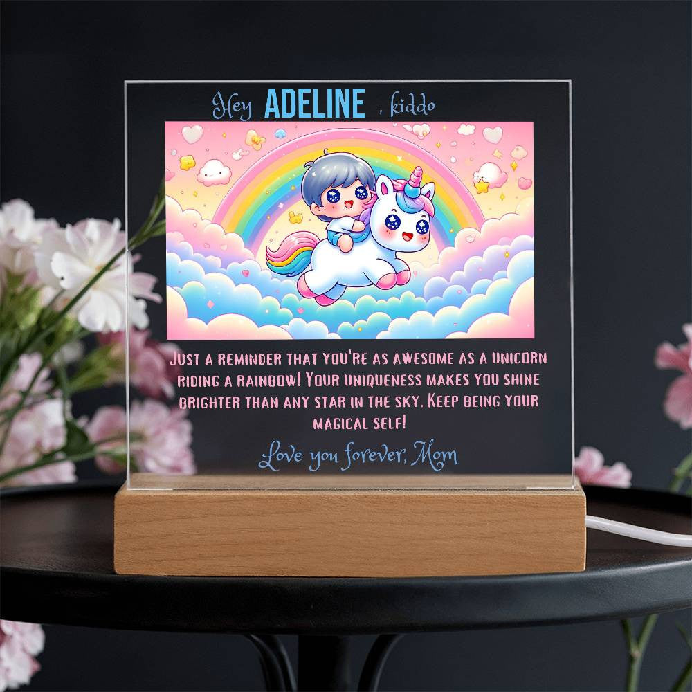 Personalized Acrylic Plaque Rainbow unicorn Gift for Daughter