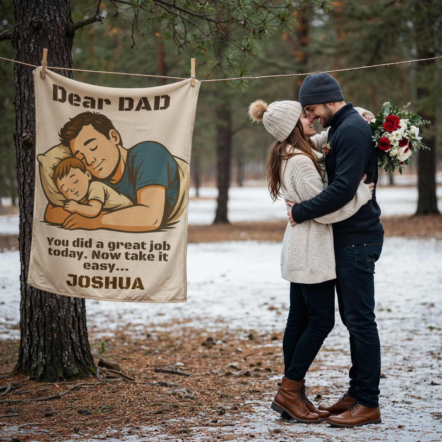 CUSTOM DAD'S LOVE Sherpa, Fleece, Woven Blanket