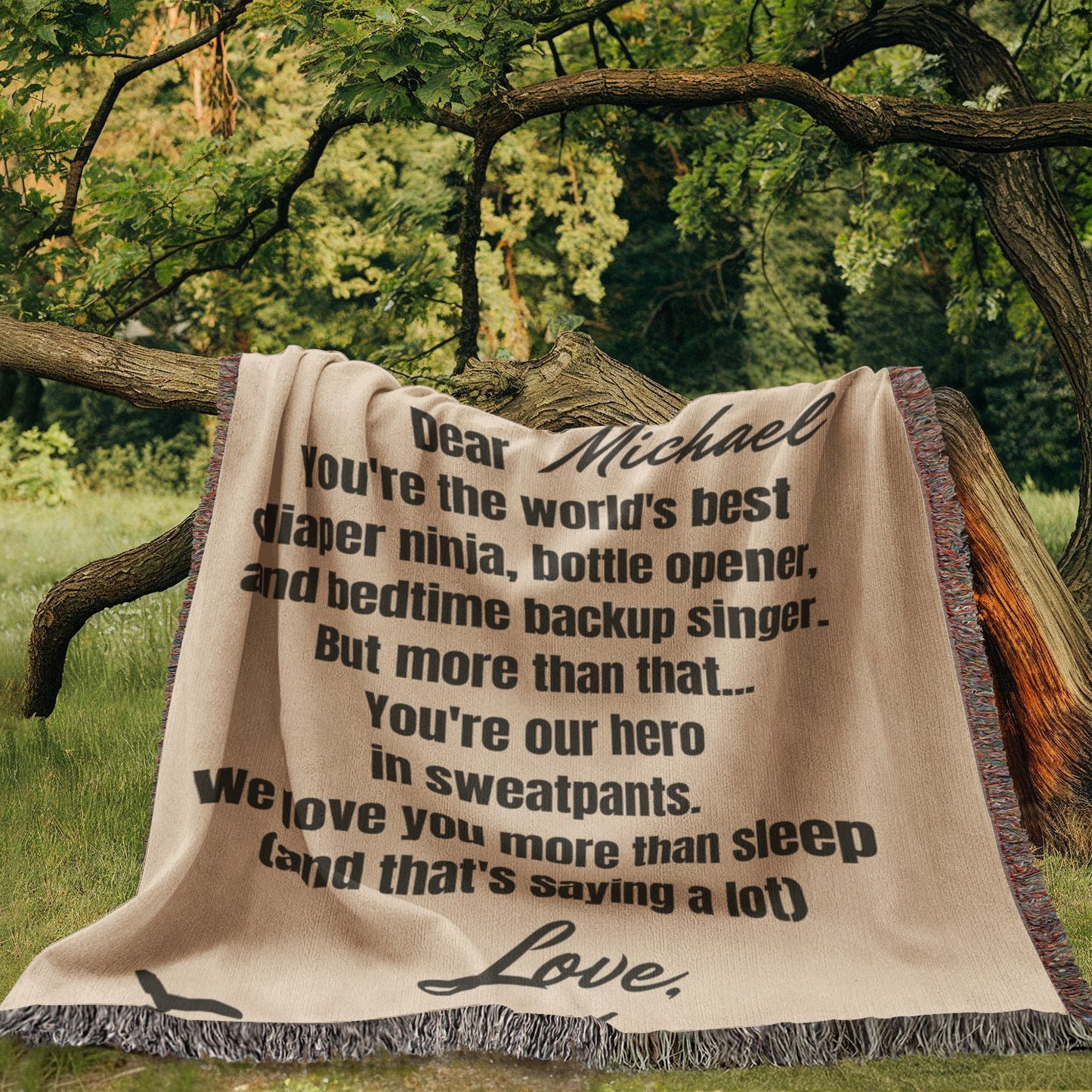 Custom New Dad Love Fleece Sherpa or Woven Blanket