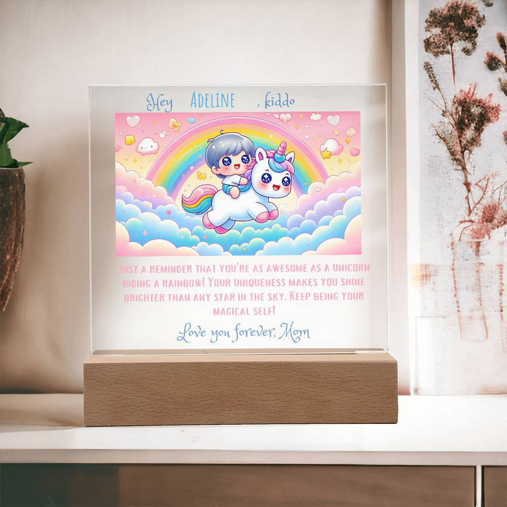 Personalized Acrylic Plaque Rainbow unicorn Gift for Daughter