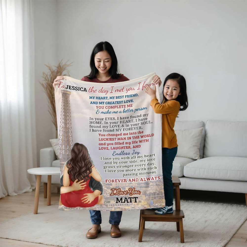 A Love Letter from Paris to My Wife, Partner or Girlfriend, a Sherpa, Fleece  or Woven Blanket