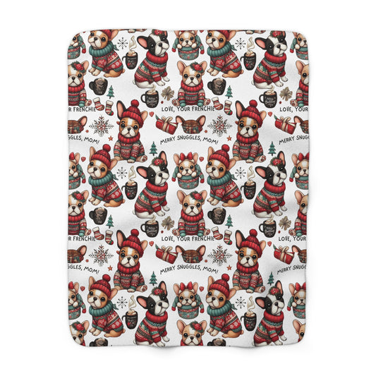 French Bulldog Sherpa Christmas Blanket for Dog Mom, Frenchie Mom