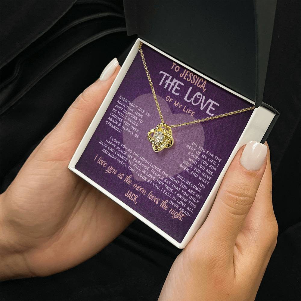 A Love Message From Your Partner: husband, boyfriend, sweetheart with Love Knot Necklace (Yellow & White Gold Variants)