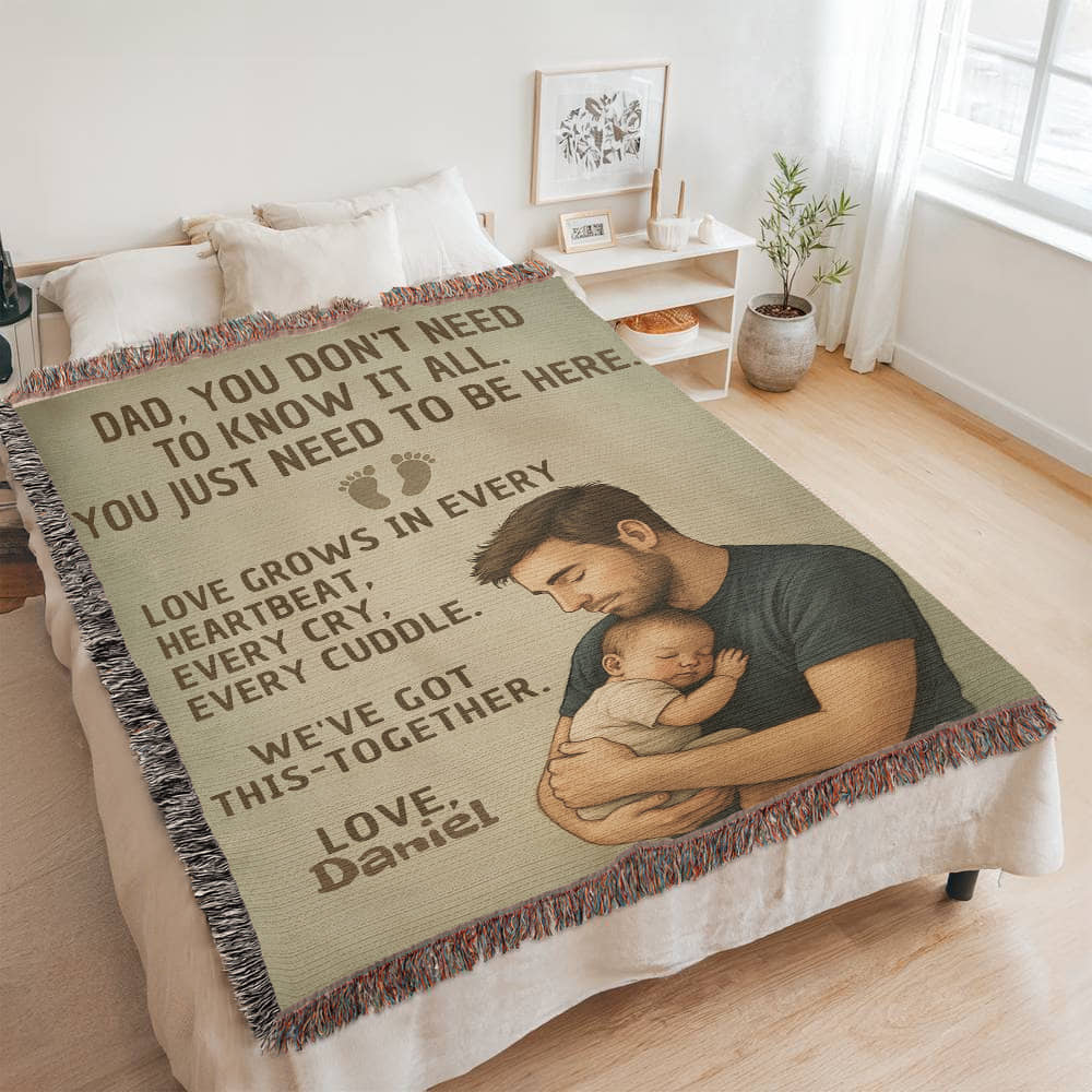 New Dad Custom Sherpa Fleece or Woven Blanket