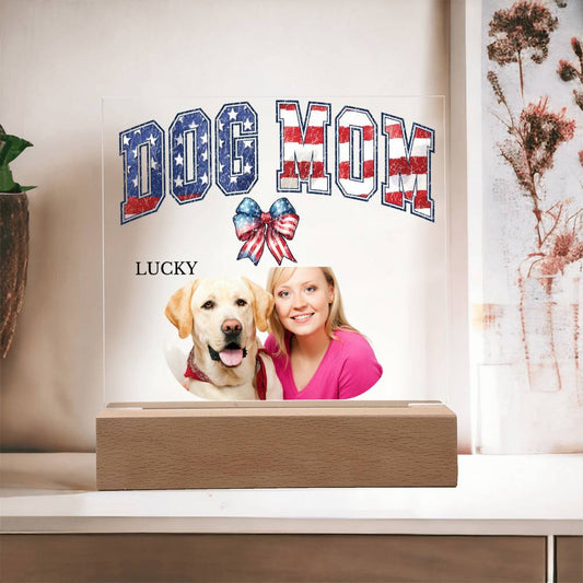 A Custom Patriotic Acrylic Plaque for a Dog Mom