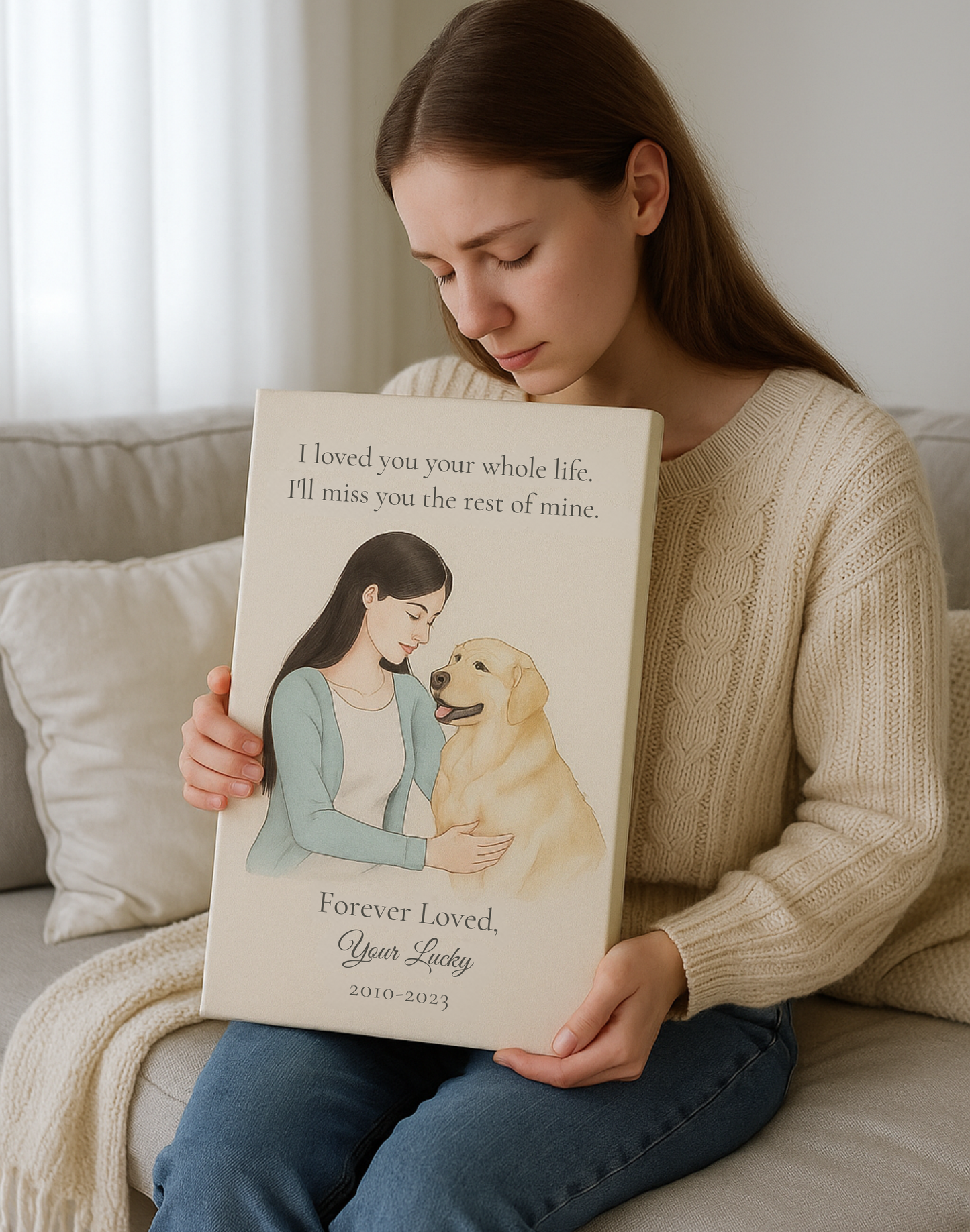 Forever in Her Heart: Personalized Dog Memorial Canvas for Mom