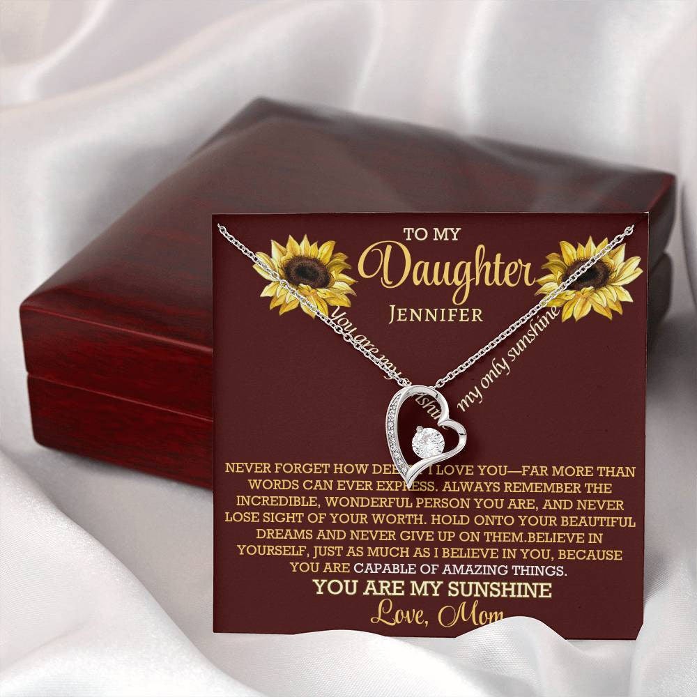 A Sunflower message and Forever Love Necklace for a Daughter from Mom