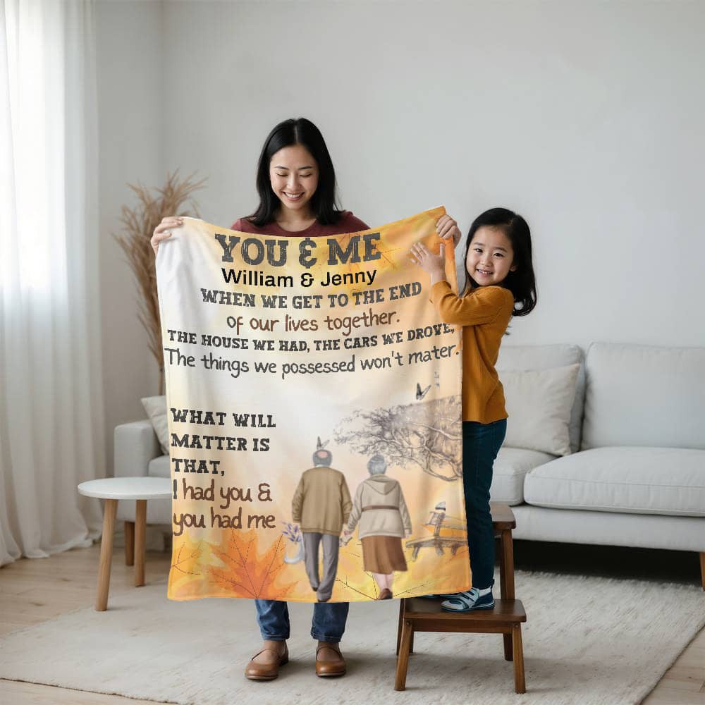 A You and Me Getting Old Sherpa or Fleece Blanket for Couple