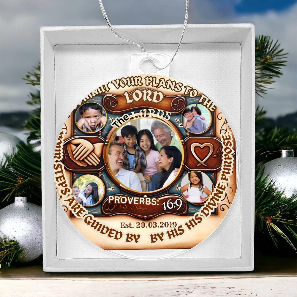 Custom Bible Ornament Family Photo Name Religious Holiday Decor Spiritual Christmas Gift Inspirational Keepsake Christian Family Plaque