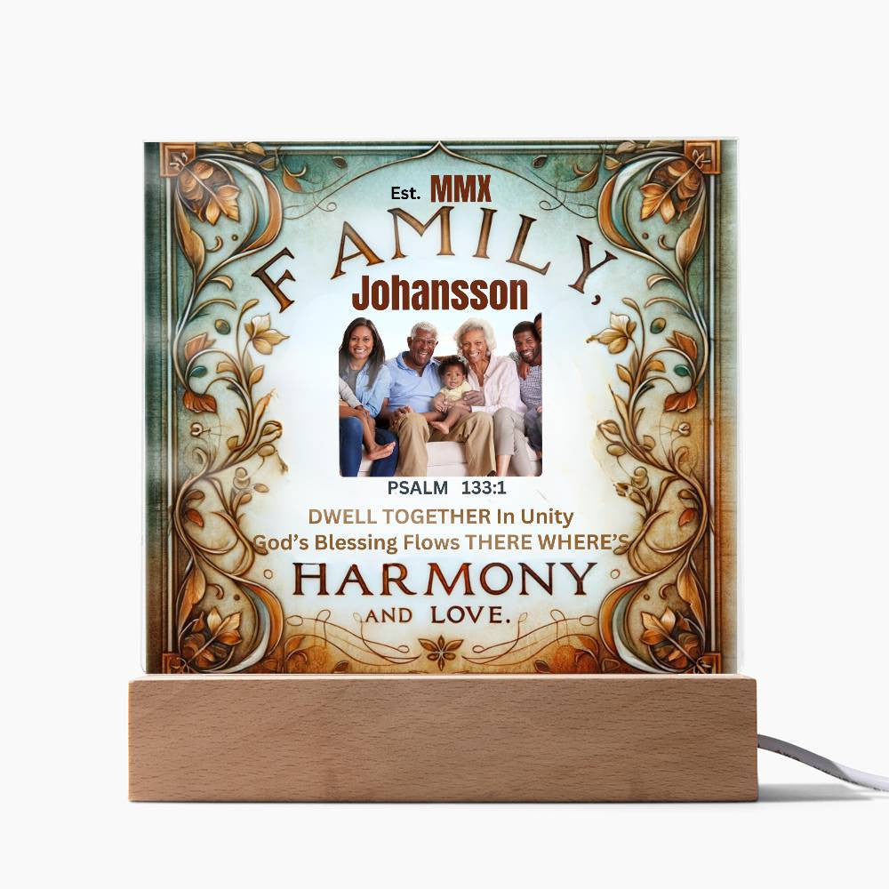 Personalized Catholic Family Gift With Inspirational Biblical Quote Home Acrylic Plaquet with Inspirational Religious Lighted Table Home Art