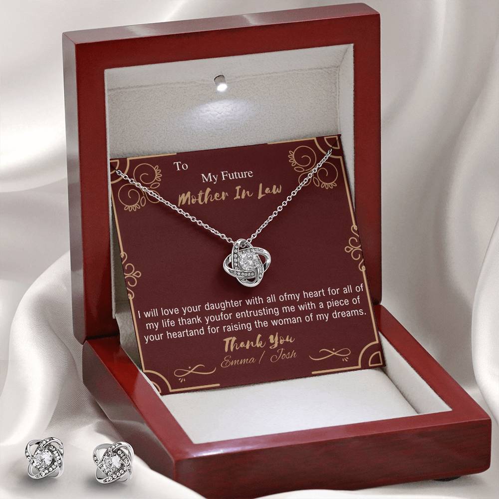 A Love Knot Earring & Necklace Set for Mom
