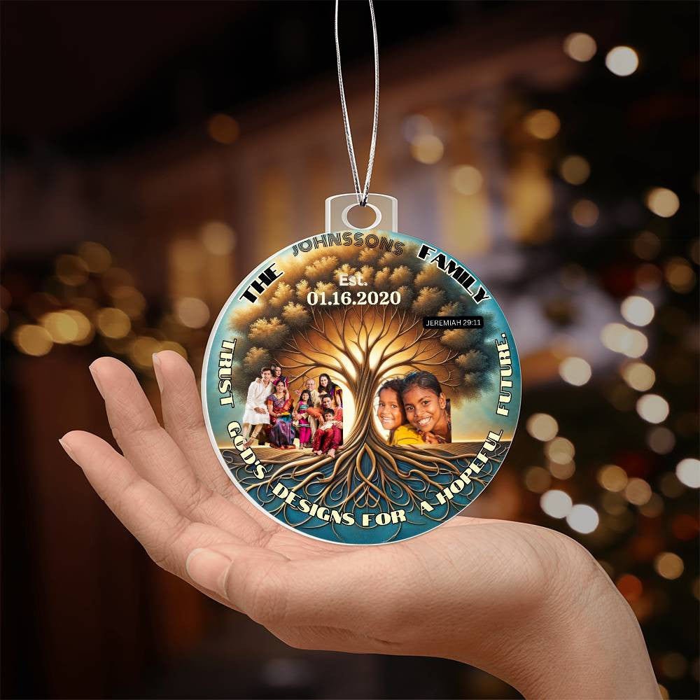 Custom Bible Ornament Family Photo Name Religious Holiday Decor Spiritual Christmas Gift Inspirational Keepsake Christian Family Ornament