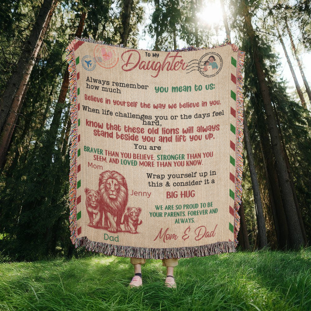 A Letter to Daughter from Mom photo name heirloom, sherpa or fleece vintage red lion blanket