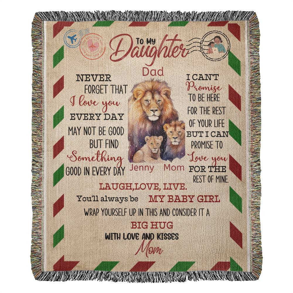 A Letter to Daughter from Mom photo name heirloom, sherpa or fleece vintage lion blanket