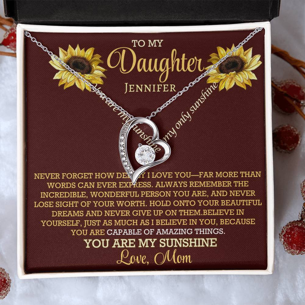 A Sunflower message and Forever Love Necklace for a Daughter from Mom