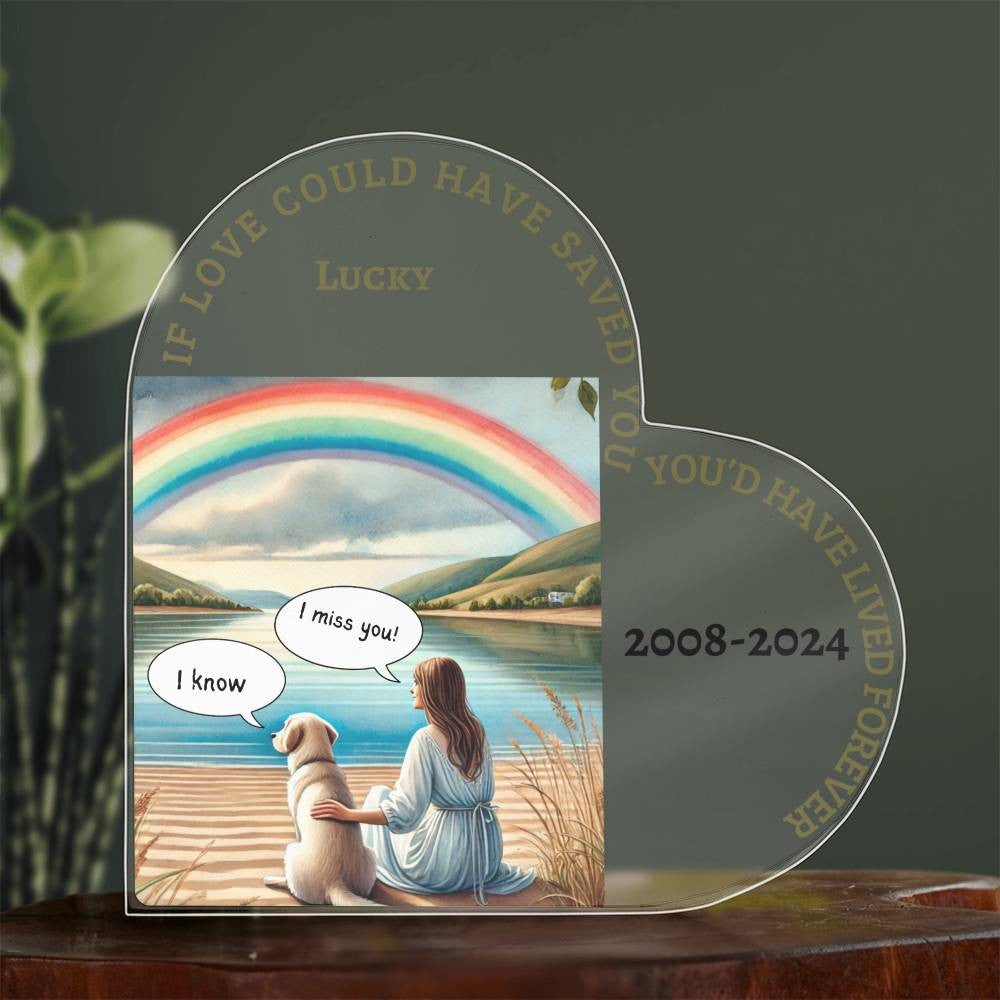 A Dog Memorial, Heart Shaped Acrylic Plaque
