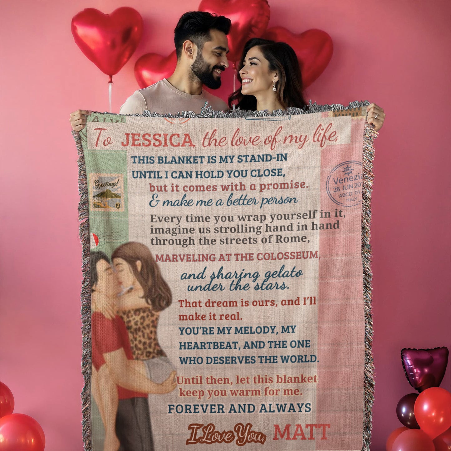 A Love Letter from Italy to my Wife, Girlfriend or Partner, a Sherpa, Fleece or Woven Blanket