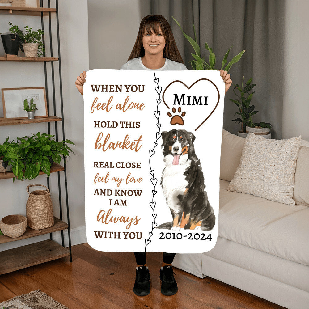 Photo name and dates Dog Memorial Sherpa Blanket (3:4)