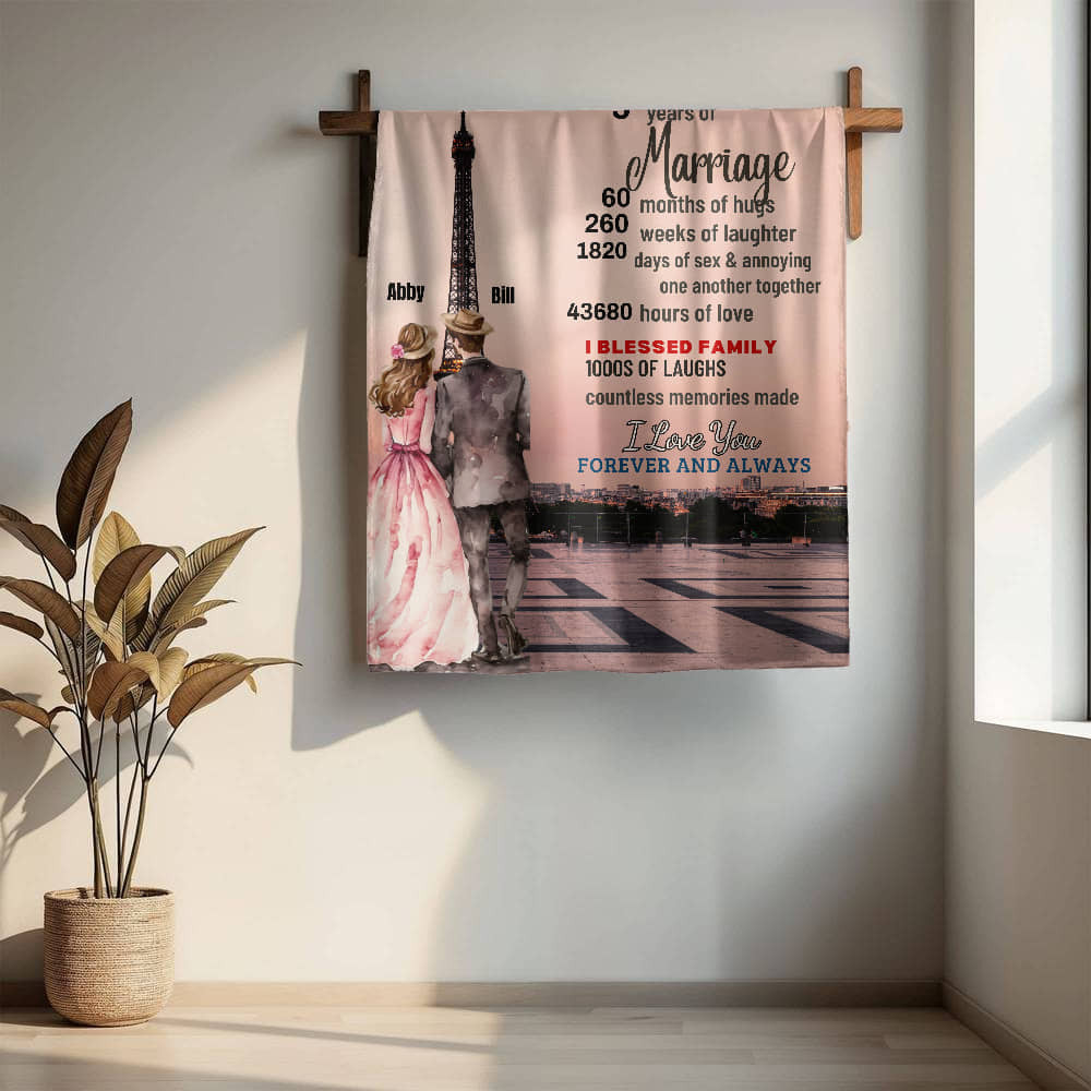 An Anniversary in Paris Sherpa or Fleece Blanket