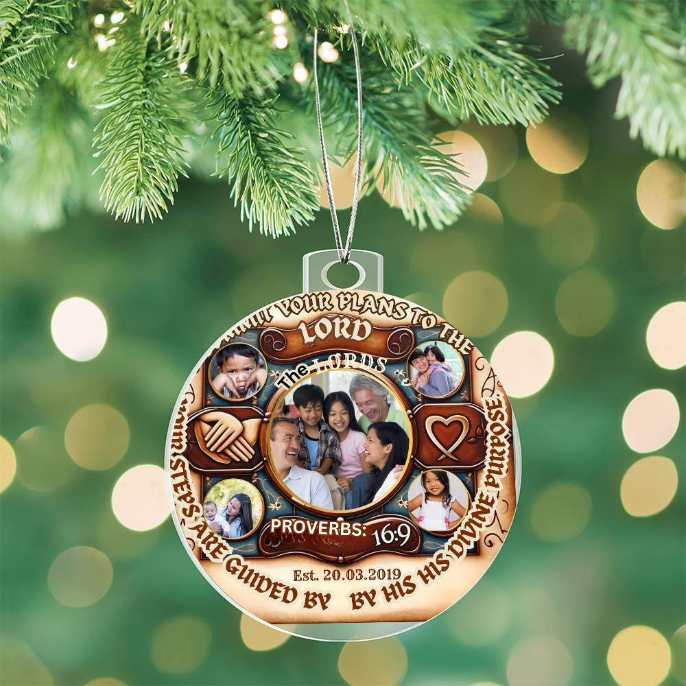 Custom Bible Ornament Family Photo Name Religious Holiday Decor Spiritual Christmas Gift Inspirational Keepsake Christian Family Plaque