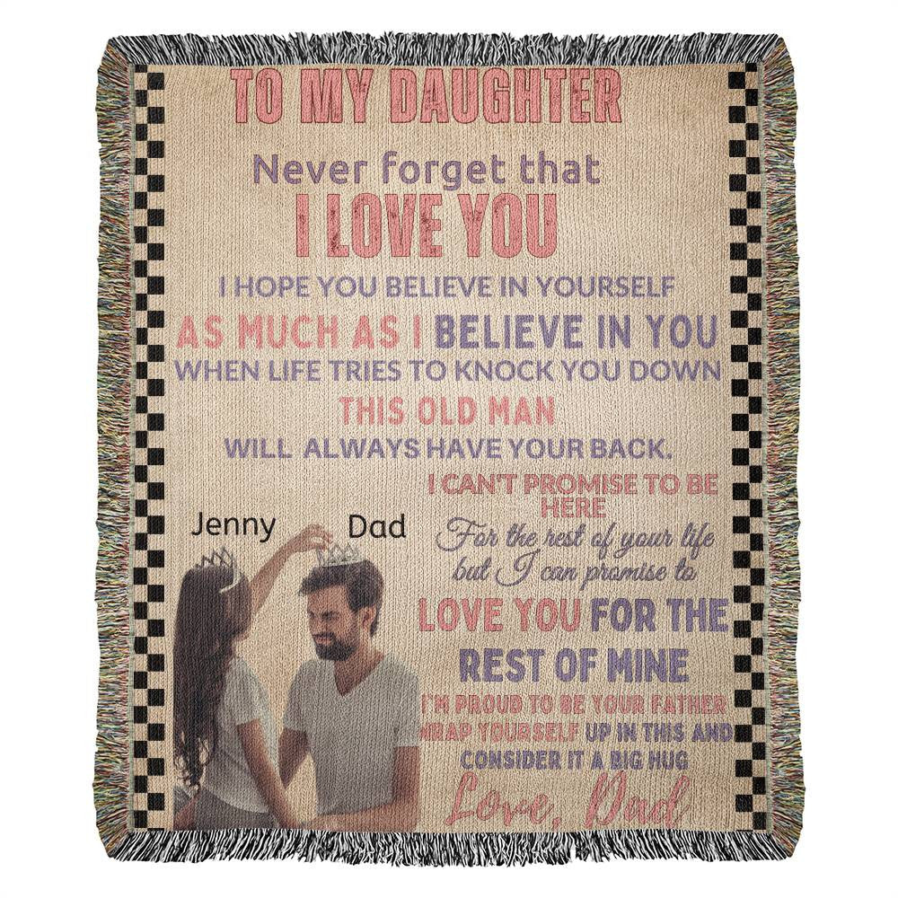 A Daughter from Dad photo name heirloom, sherpa or fleece vintage blanket