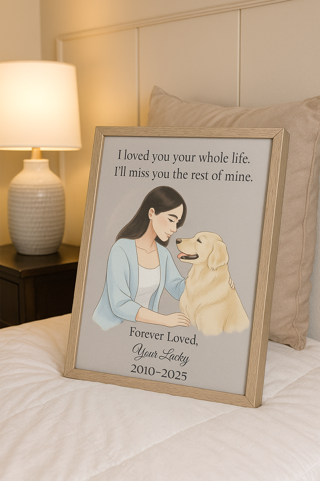 Forever in Her Heart: Personalized Dog Memorial Canvas for Mom