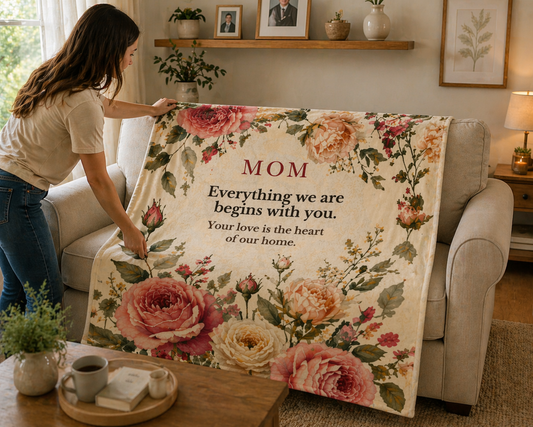 Mom Blanket – “You Gave Us Everything” | Premium Woven Heirloom Throw Ro