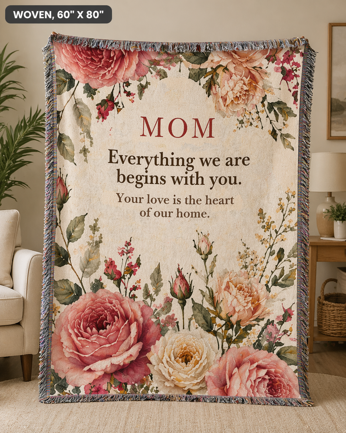 Mom Blanket – “You Gave Us Everything” | Premium Woven Heirloom Throw Ro