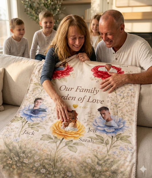👉 Personalized Family Photo Blanket for Mom & Grandma – Custom Keepsake Gift