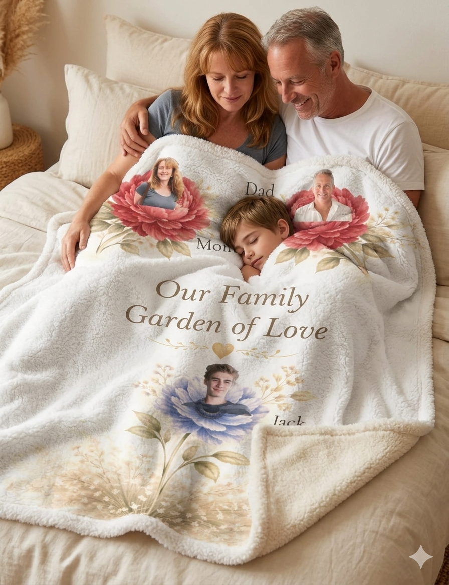 👉 Personalized Family Photo Blanket for Mom & Grandma – Custom Keepsake Gift
