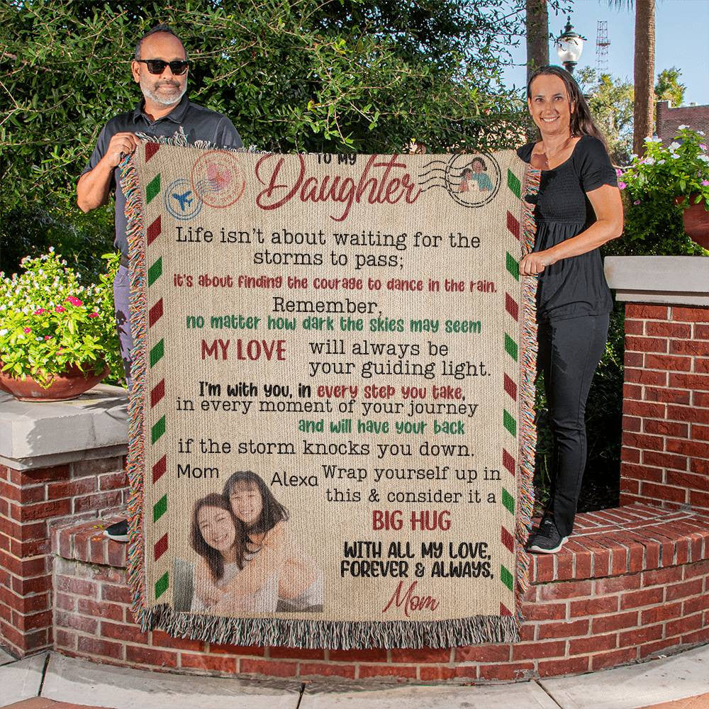 2. Custom Photo Daughter Heirloom Woven, Sherpa or Fleece Blanket Letter from Mom Storm 2