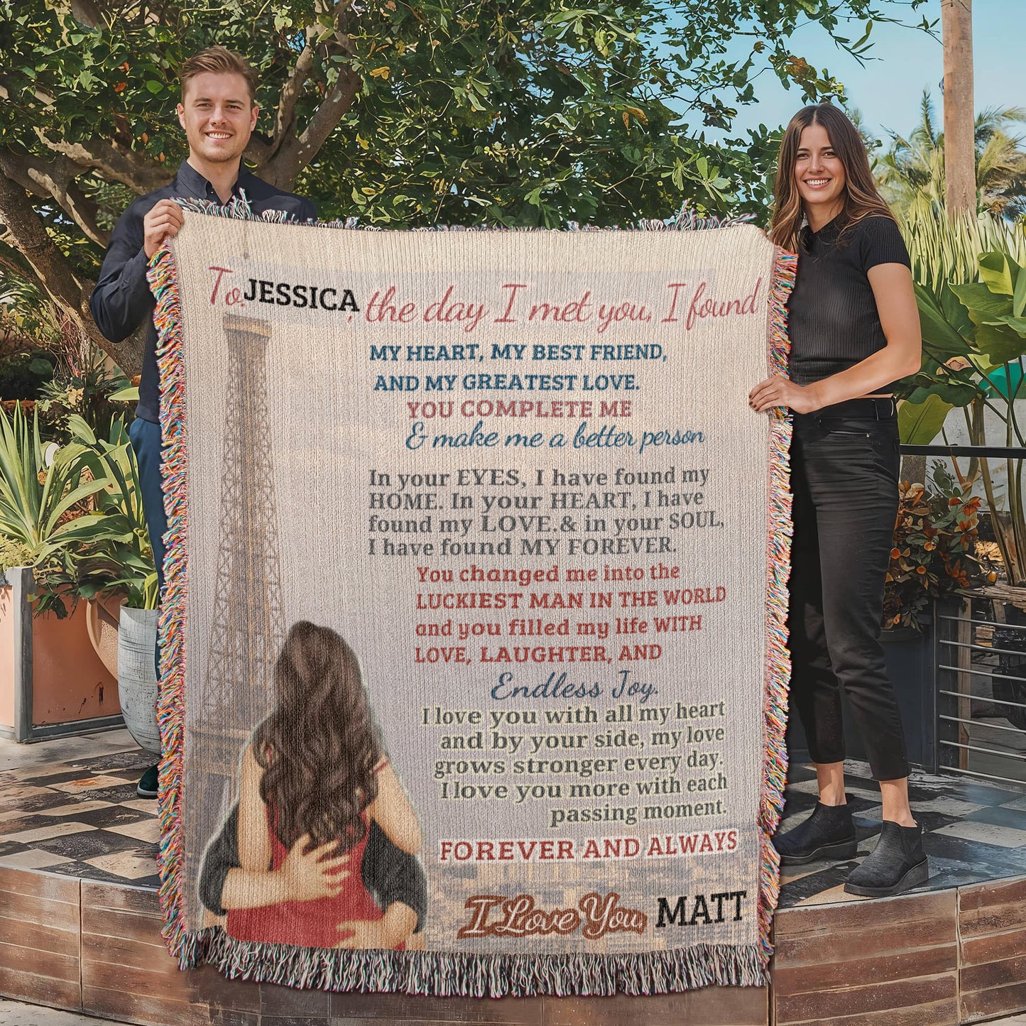 A Love Letter from Paris to My Wife, Partner or Girlfriend, a Sherpa, Fleece  or Woven Blanket