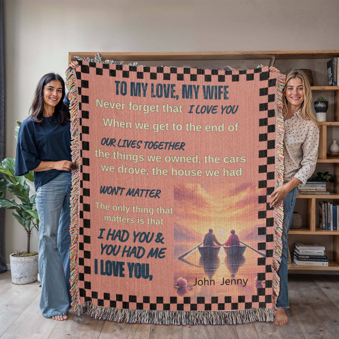 An Old couple on the lake Heirloom Woven, Fleece, Sherpa Blanket